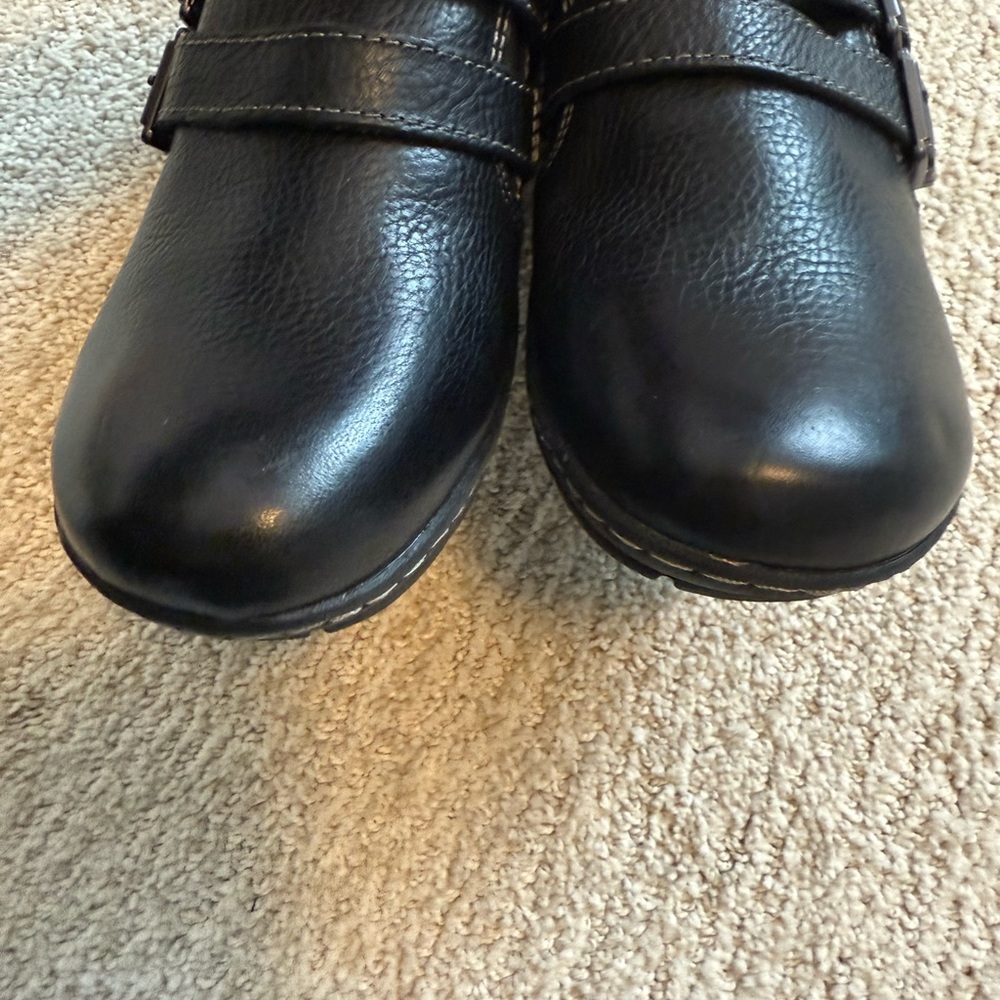 b.o.c. Born Black Leather Double Monk Strap Clogs Loafers Women’s 8.5W EUC - Picture 4 of 10